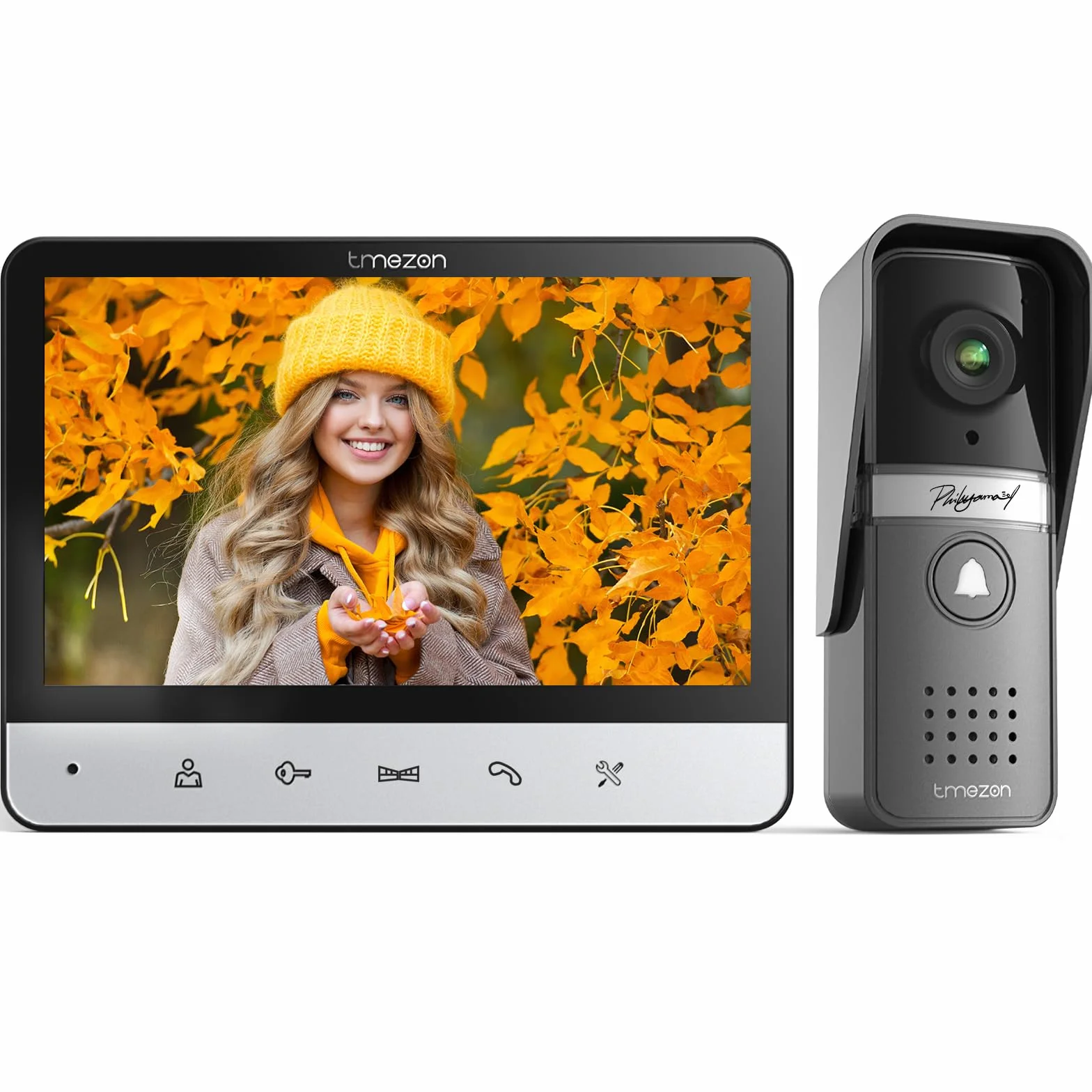 TMEZON Videocitofono 4 fili Monofamiliare Citofoni,Monitor Colori 7 pollici e Campanello esterno con telecamera Visione Notturna,V20