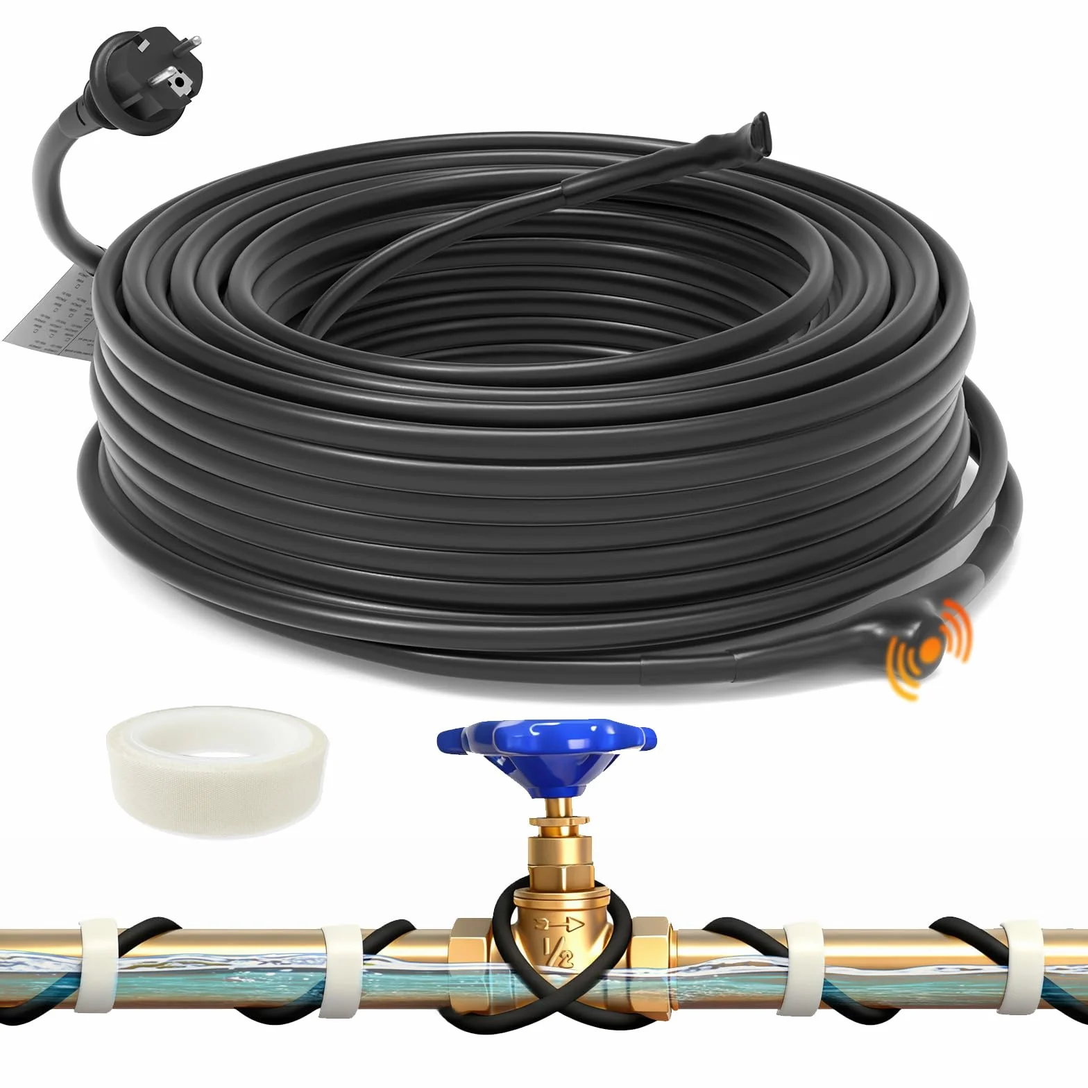 HEATIT JHSF 36m preassemblato Cavo di Riscaldamento autoregolante per Tubi con termostato
