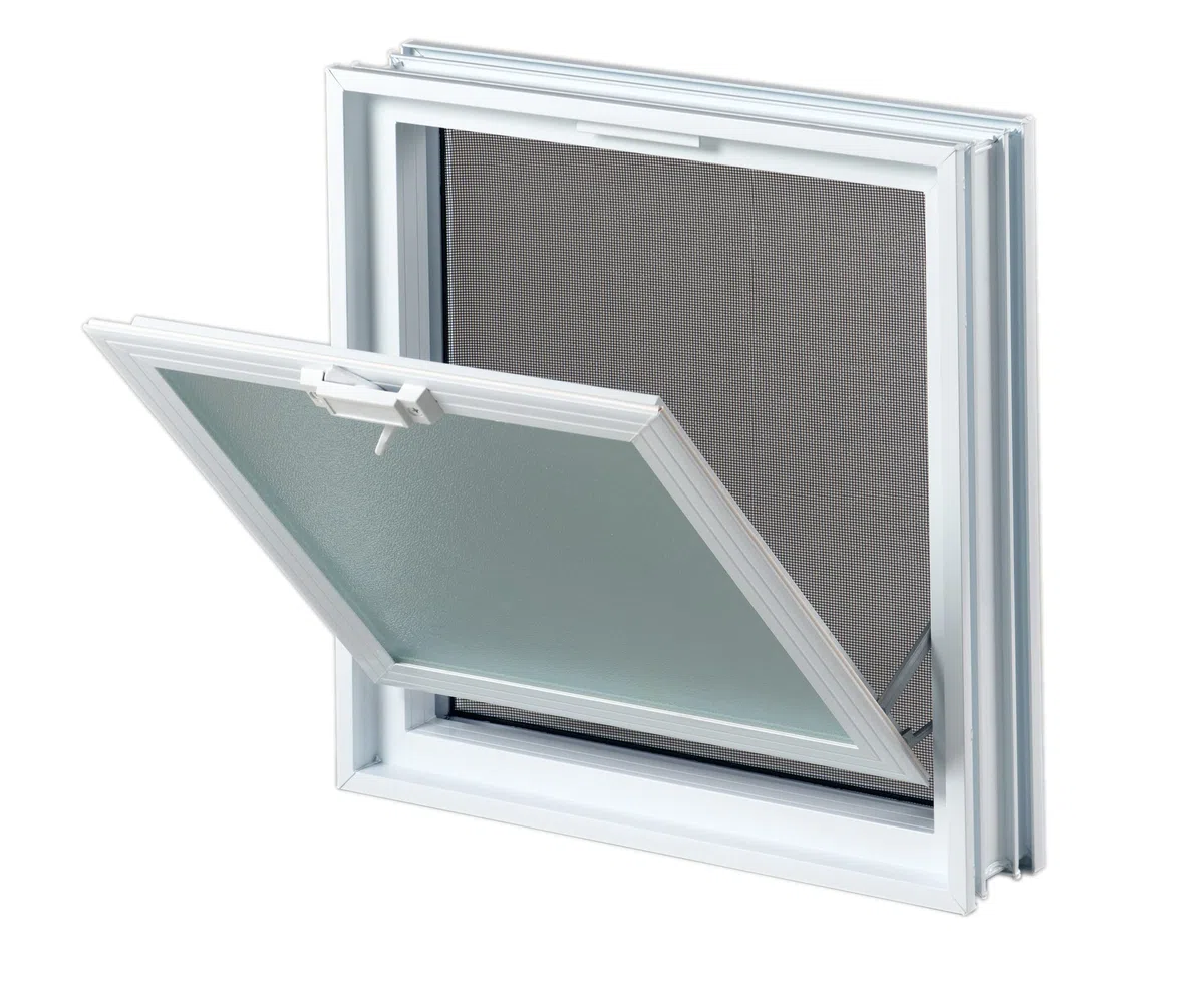 Finestra di ventilazione da inserire in una parete di vetromattoni o muratura | Dimensioni cm 38,4X38,4X8 | Unità di vendita 1 finestra
