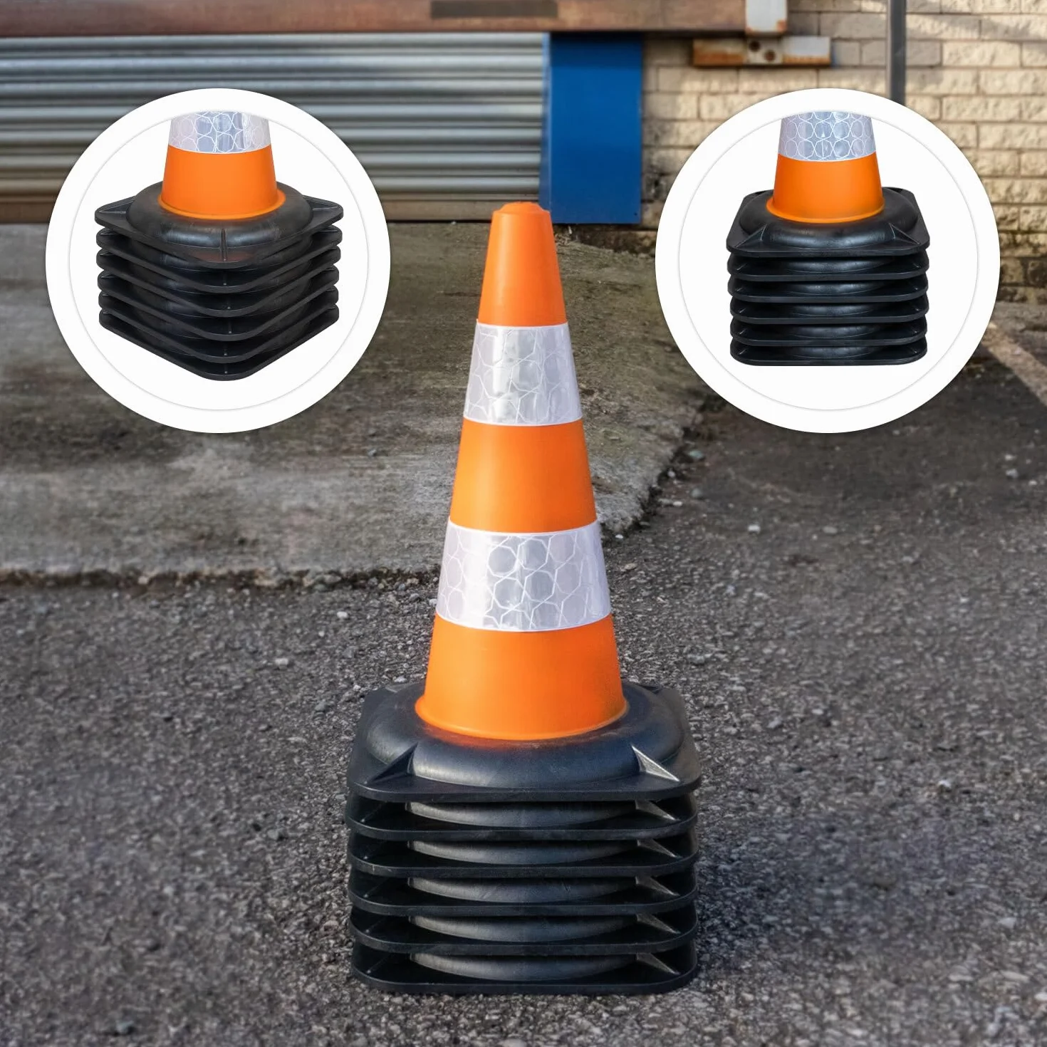 Coni stradali di Street Solutions, cono segnaletico per uso domestico e commerciale, cono stradale per divieto di sosta in PVC riciclato al 100%, confezione da 6 coni da 45 cm