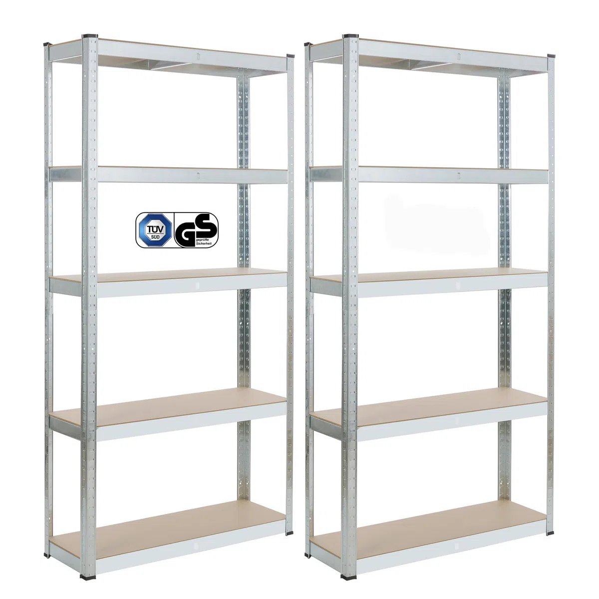 AREBOS Set 2 Scaffali per Carichi Pesanti 180x90x30 cm | 5 Ripiani | Scaffalatura Senza Bulloni per Officina, Magazzino e Cantina | Argento
