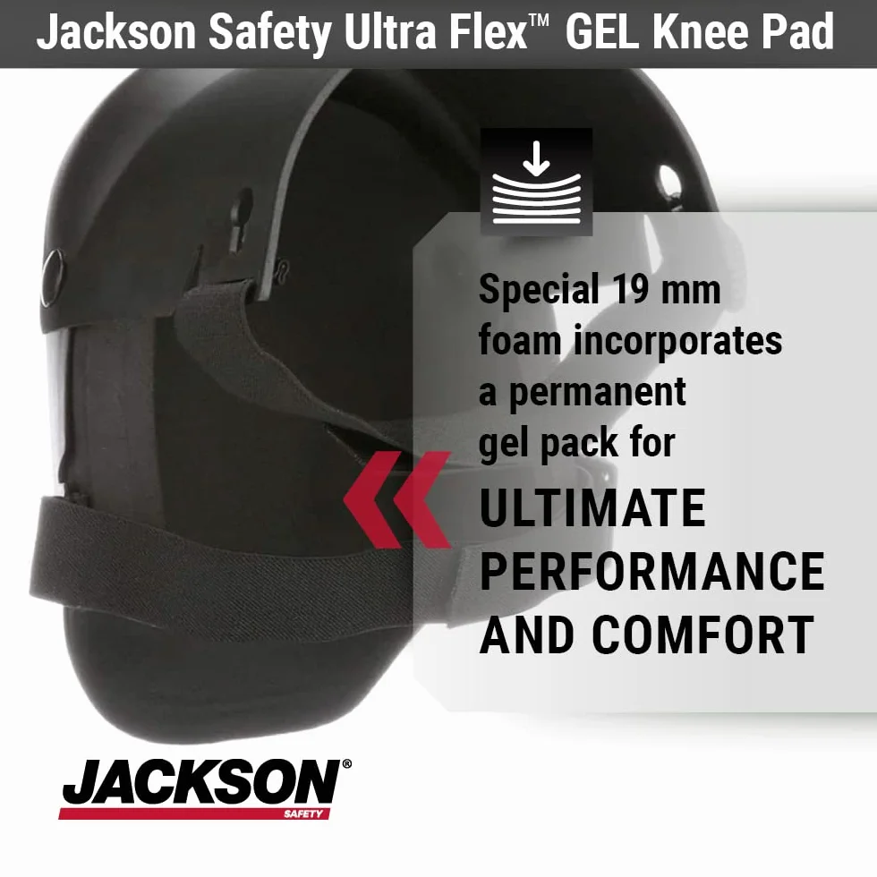 JACKSON SAFETY 95110 Universal, Grey/Orange Ultra-Flex Premium Grade protective durable comfort anti-slip Knee Pads for construction, work, gardening, flooring or DIY, grey