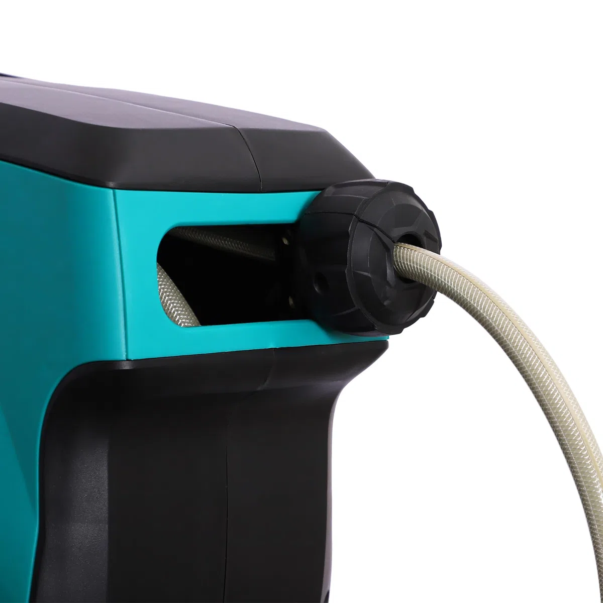 DURHAND Avvolgitubo da Giardino Retrattile con Tubo dell'Acqua 15m, Avvolgitubo da Parete Girevole a 180°, Avvolgitubo Automatico con 7 Modalità di Irrigazione e Kit di Montaggio, Nero e Verde