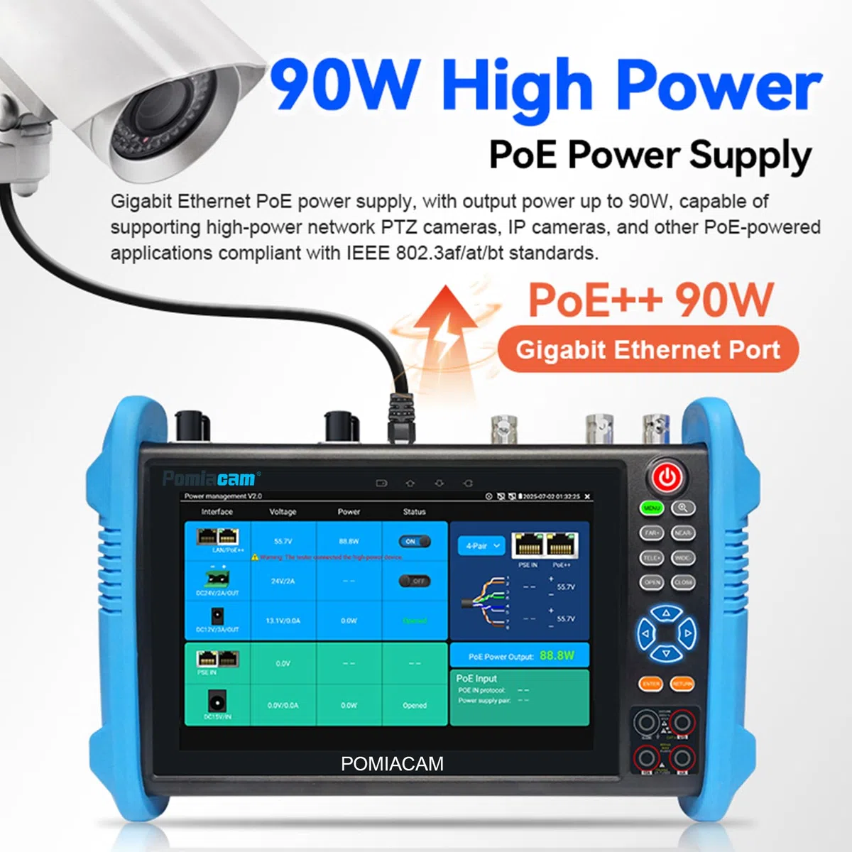 Strumento ditest per telecamera IP IPC-9800MOVTADHS Plus Tester analogico multifunzionale per telecamera IP Monitor touchscreen IPS da 7'' 8MP SDI TVI AHD CVI TDR OPM VFL Telecamera POE WIFI CCTV HDMI