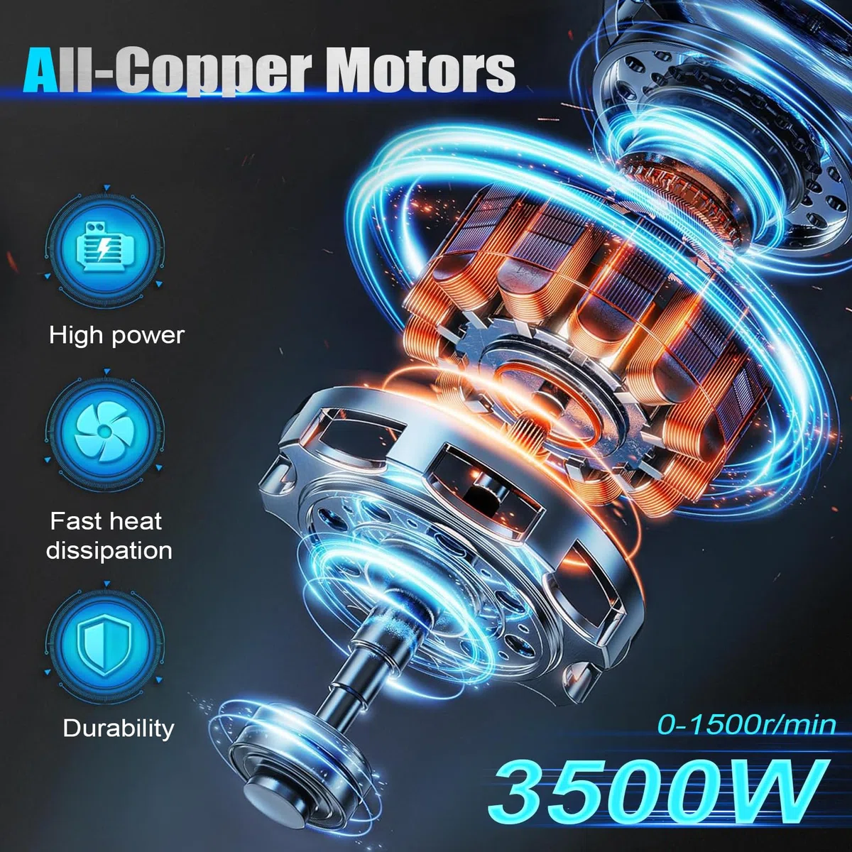 3500W Portatile Betoniera, 6 Velocità Variabili, Max 1500 RPM (g/min), Elettrico Miscelatore per Malta, Mixer per Miscelazione di Malta Vernice Intonaco Malta Cementizia ecc
