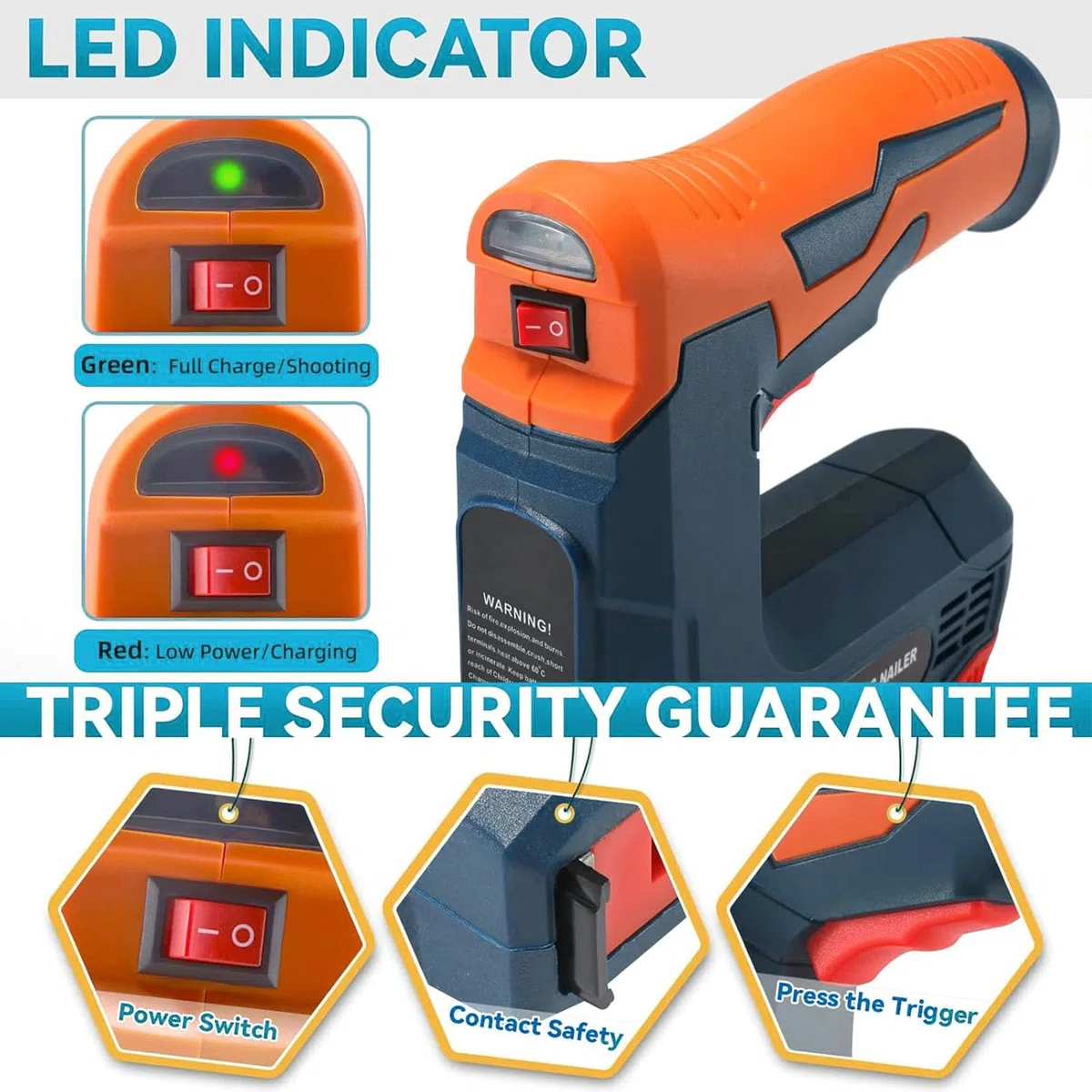 Graffettatrice Elettrica Senza Fili 2 in 1 Sparachiodi a Batteria per Brad e Chiodi Professionale per Carpenteria e Progetti Fai Da Te
