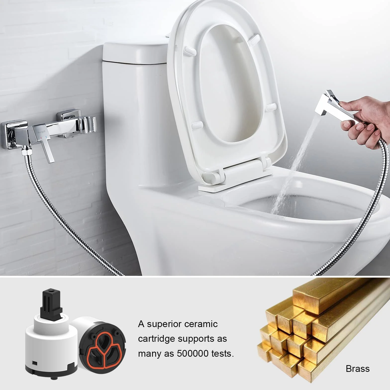 Ibergrif - Kit Doccetta Esterno per WC e Bidet, Acqua Calda e Fredda,