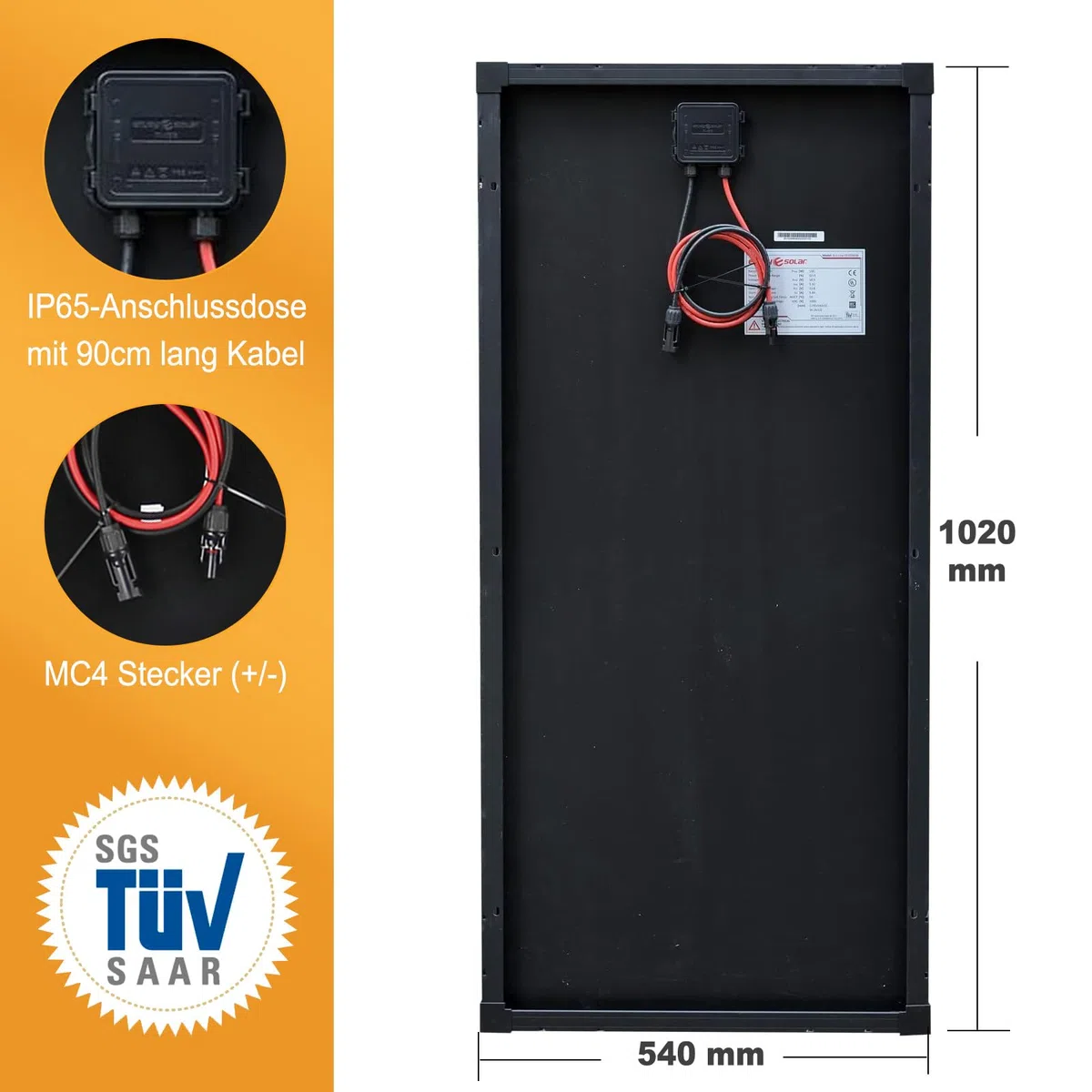 Enjoysolar Mono 100 W Nero 12V Pannello solare monocristallino Pannello solare fotovoltaico Ideale per camper, case da giardino, barca