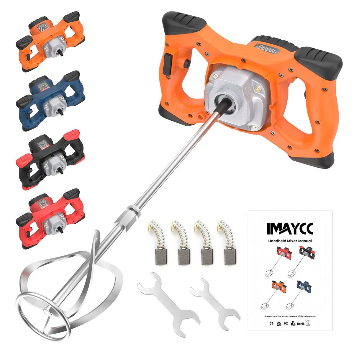 Trapano Miscelatore Elettrico 2100W, Miscelatore per Malta e Cemento Portatile, Agitatore M14 Regolabile, Frusta Professionale per Vernice, Boiacca, Malta,Cemento e Foraggio,Calcestruzzo(Arancione)