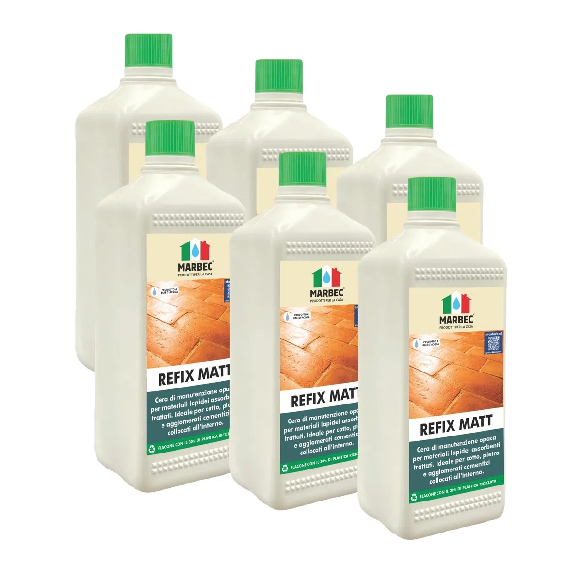 MARBEC REFIX MATT 1LTx6PZ Cera Opaca di Manutenzione per Pavimenti in Cotto e Pietra