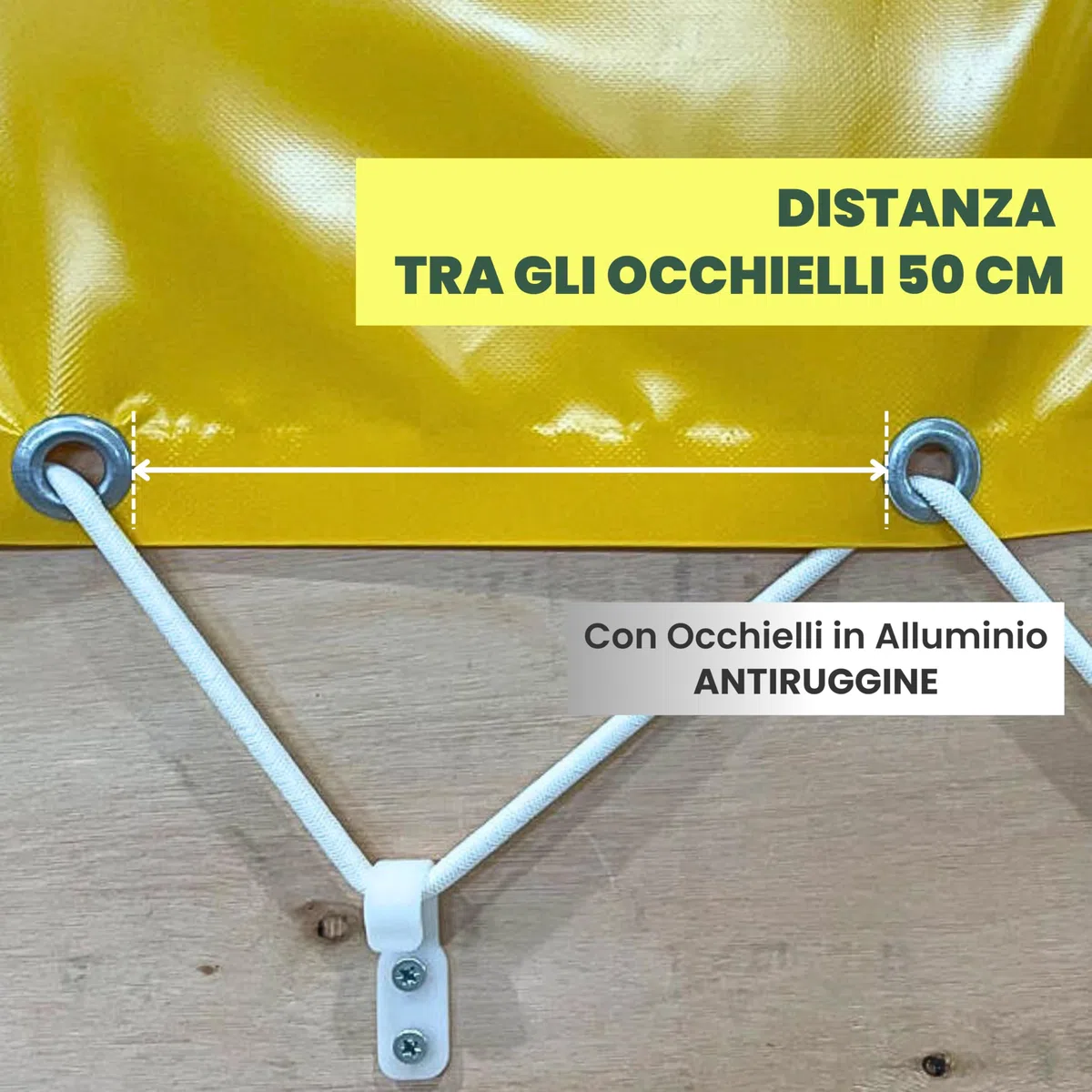 TENDAGGIMANIA Telone Occhiellato impermeabile per esterno - Telo pvc 650 gr per coperture barca camion pergolato copri camper copri legna - Telo impermeabile esterno Misure 3X2,5 -BIANCO 112