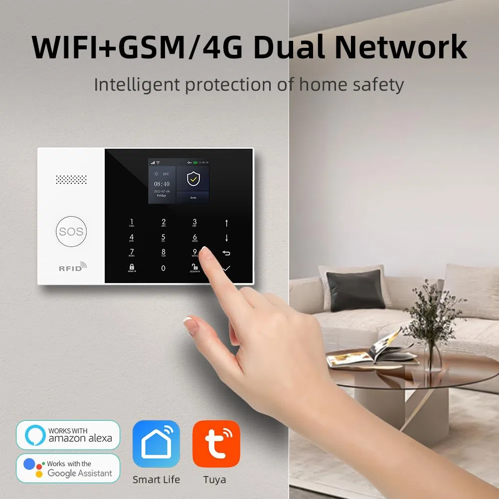 XNY WiFi Allarme casa, 4G Allarme Casa Senza Fili, Antifurto Casa Wireless con Telecamera di Sicurezza 1080p Pan/Tilt, Avviso APP, Sensore Per Porte e Finestre, Rilevatore di Movimento