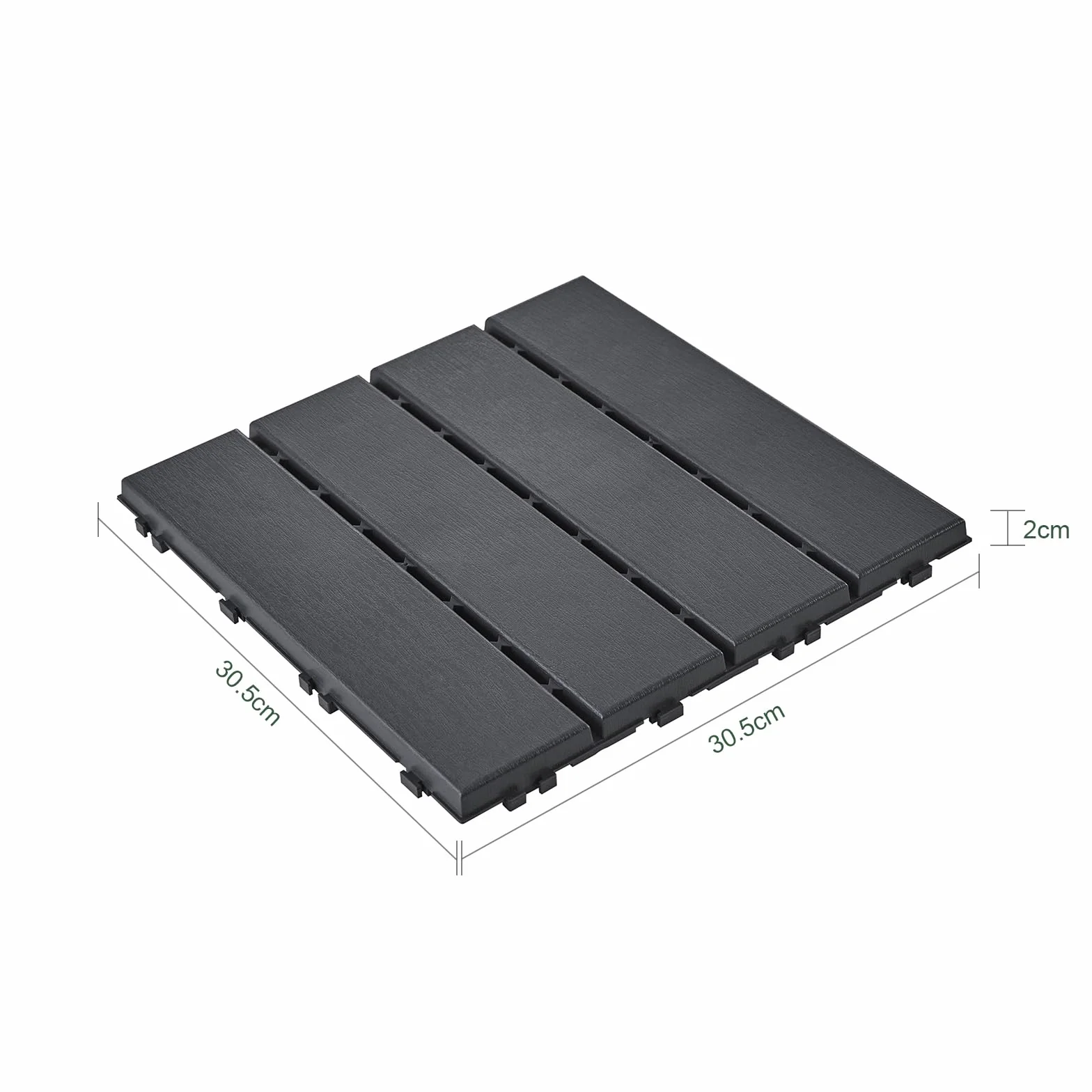Sobuy Set da 45 Pezzi Piastrelle da Giardino, Pavimento per Esterno ad Incastro Mattonelle per Esterno Antiscivolo Impermeabile Piastrelle per Giardino e Balcone Grigio 30.5x30.5x2 cm SDA14-HGx3