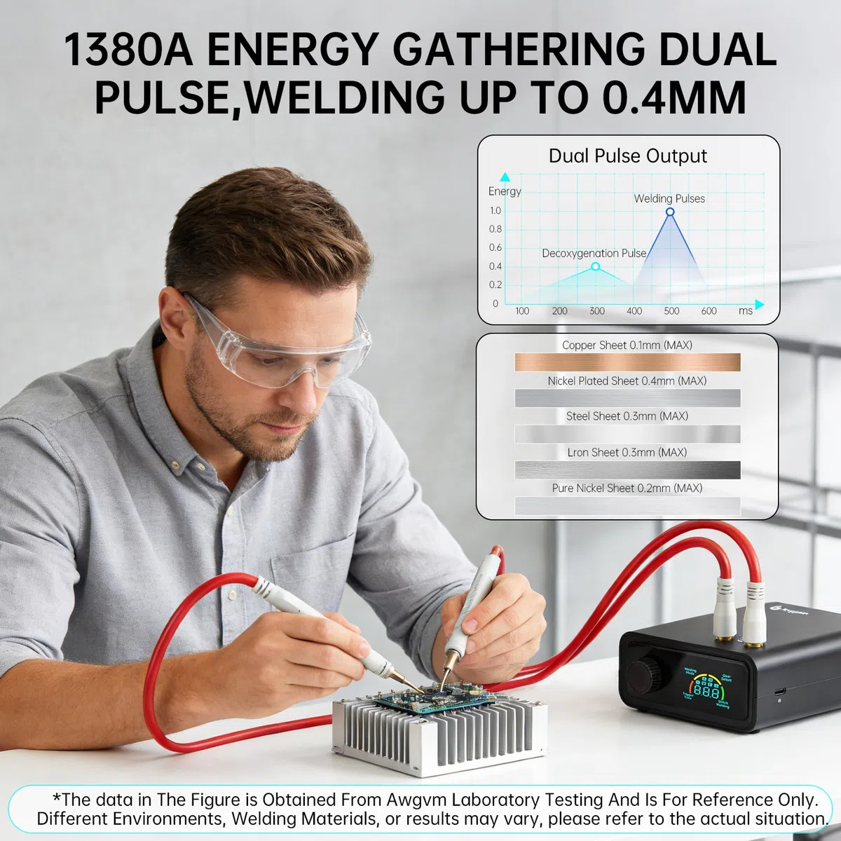 Saldatrice a Punti Senza Fili 11340 W, Saldatore per Batterie con Schermo LCD, Manopola Rotante, Pedale e Penna, 5000 mAh, Saldatura 0,1-0,4 mm per Pacchi Batteria Fai da Te