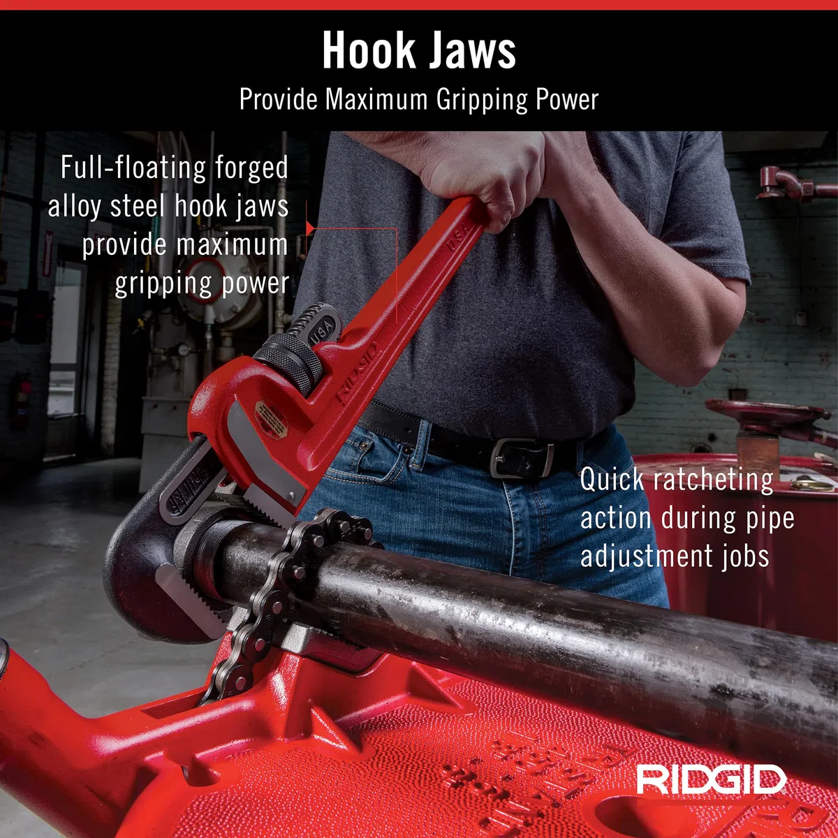 RIDGID 31030 Giratubi dritti per impieghi pesanti da 60 cm, chiave per idraulica da 60 cm