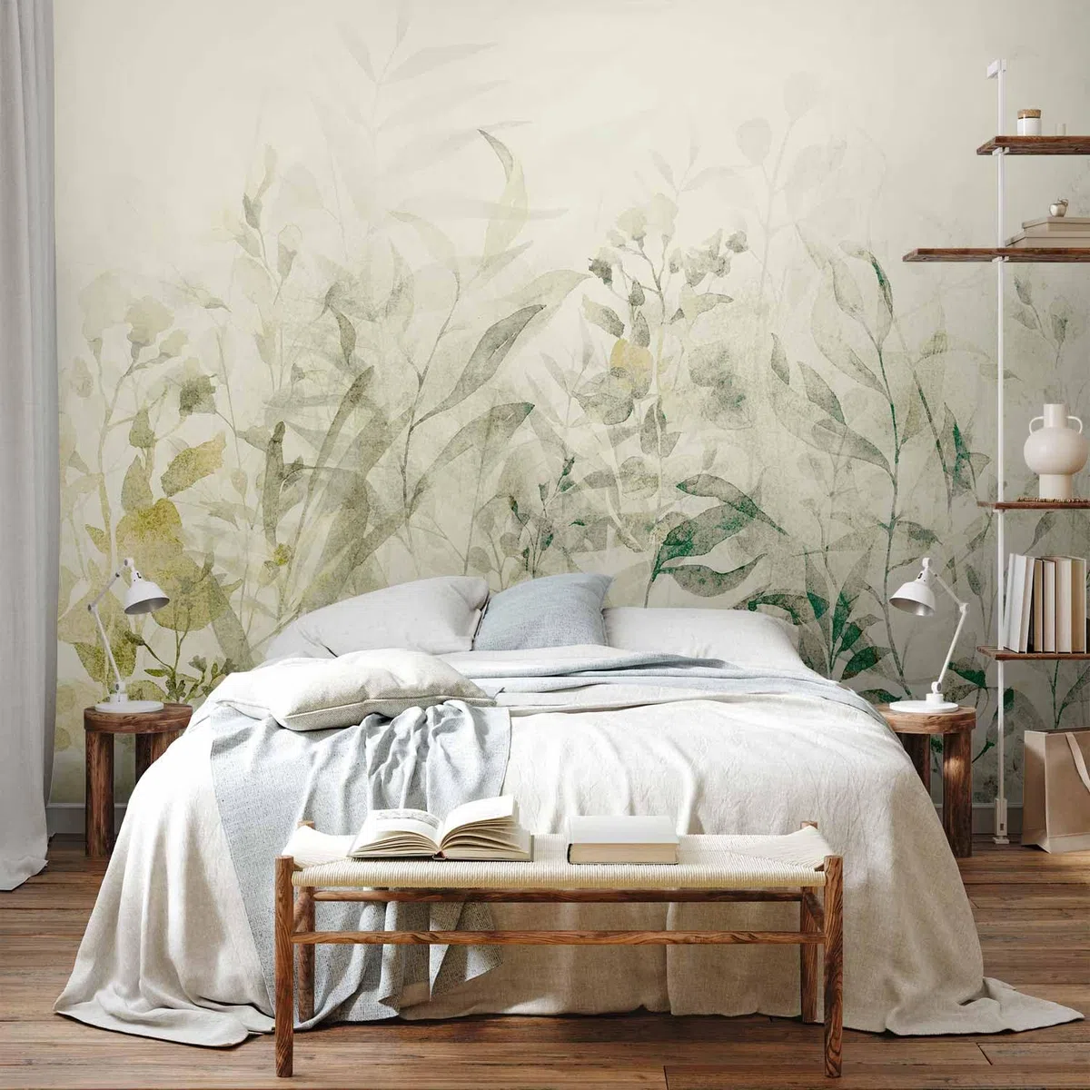 murando - Carta da Parati Adesiva Fogliame 294x210 cm Fotomurali Adesivi Murali Rivestimento Parete Moderna per Pareti Adesiva Muro Decorativo Fotomurale Natura Botanico Impianti Prato beige