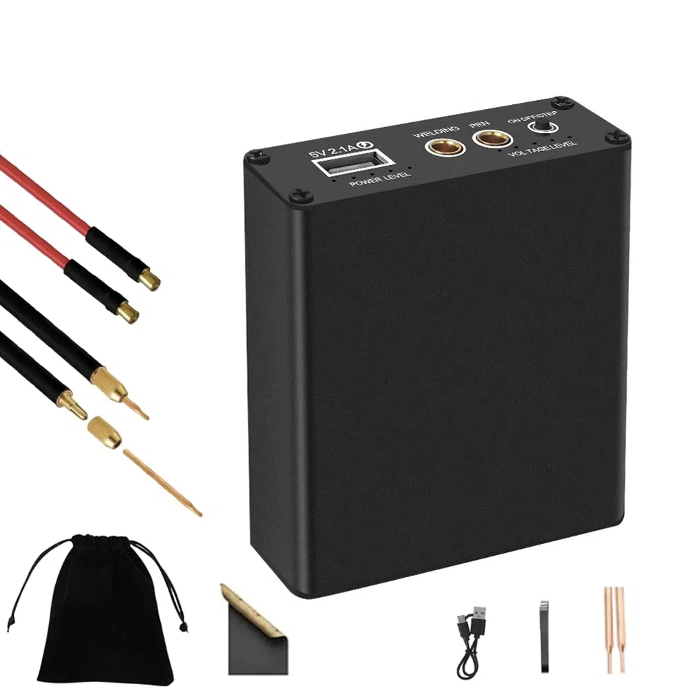 Saldatrice a Punti,con 11 livelli di potenza di saldatura, 50000mAh batteria, 2M foglio di nichel-plate, per la fabbricazione di pacchi batteria (Nero profondo)