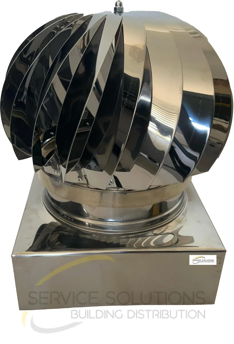 SERVICEWEBSHOP | Comignolo Girevole in Acciaio Inox AISI 304 con Cuscinetti a bagno d’olio, Cappello Eolico per Canne Fumarie e Camini, Base Quadrata Attacco Femmina (CM 37x37)