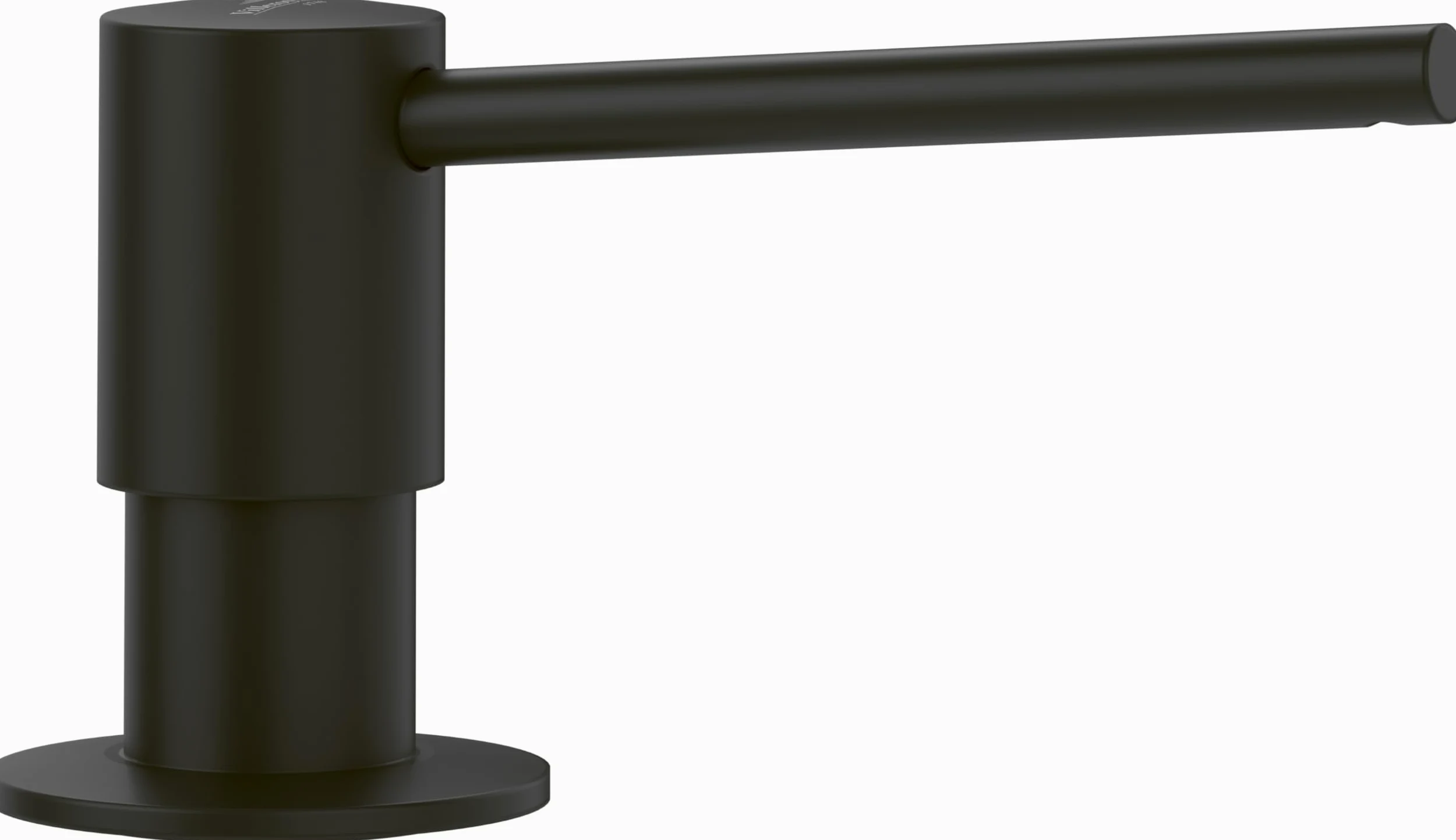 Villeroy & Boch Dispenser di sapone da cucina, erogatore di sapone da incasso, in acciaio inox, capacità 250 ml, rotondo, nero opaco