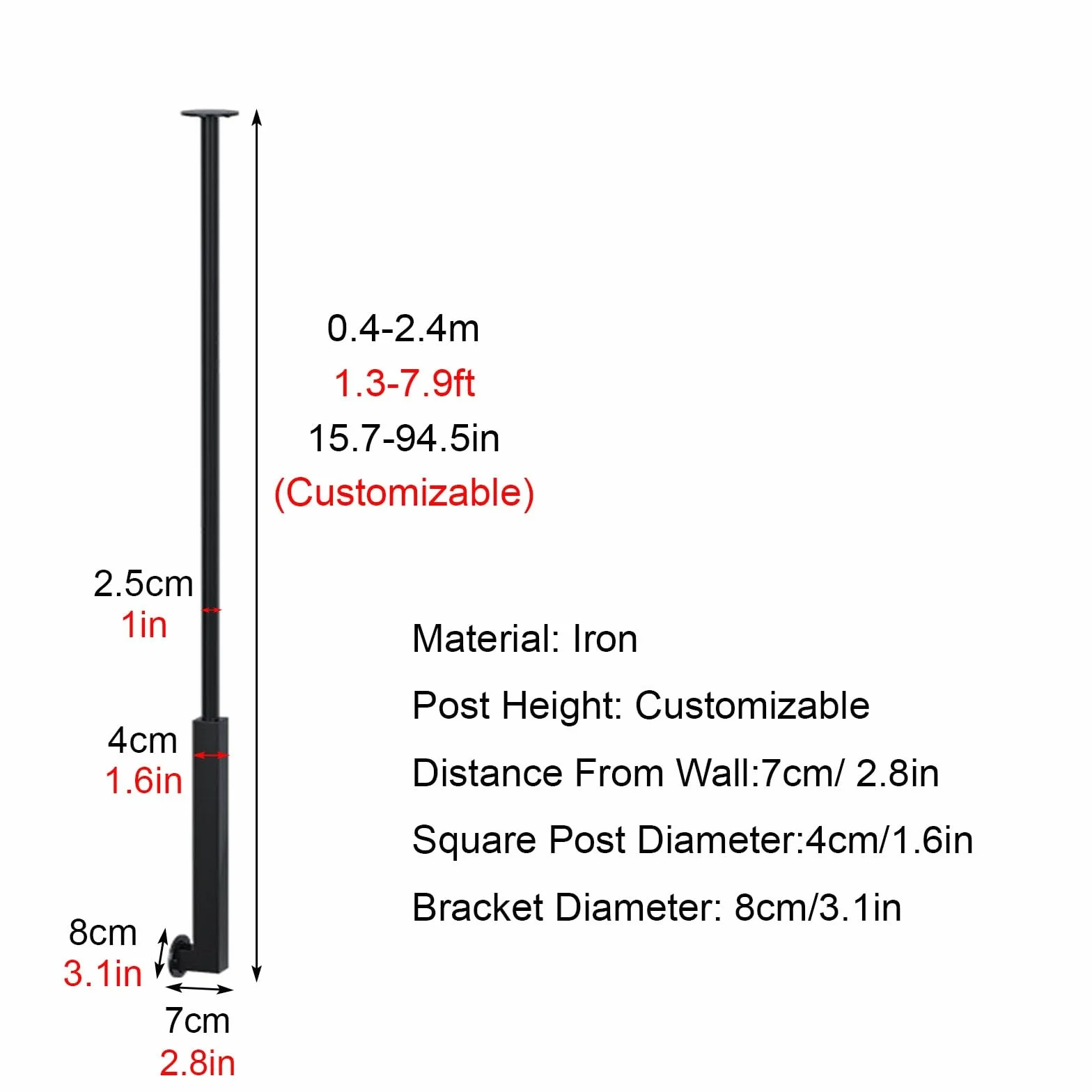 Ringhiera Per Scale Balaustre per scale personalizzabili in ferro nero per interni, Moderno ponte balaustre per case decorativo, Oro/bianco Colonna a balaustro per mansarda/corridoio(Black,150cm)