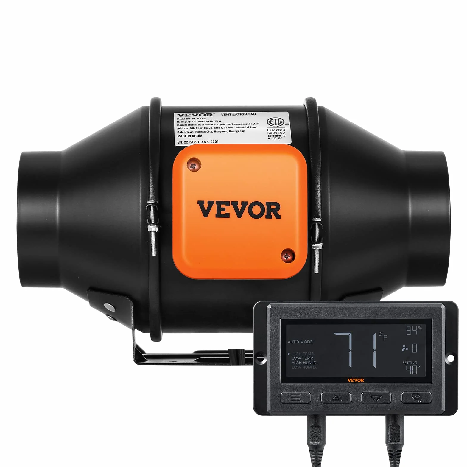 VEVOR Ventilatore Estrazione Condotto in Linea 10 cm HVAC EC Velocità Regolabile, Ventola di Aspirazione a Condotto in Linea Potenza Nominale 25 W 2900 giri/min Rumore a 28 dB, Ventola Estrazione Aria