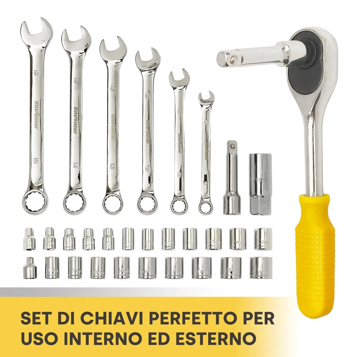 Enventor Cassetta Attrezzi Completa 280 Pezzi, Set Attrezzi da Lavoro con Set Cacciavite Chiavi a Chiavi a Bussola, Valigetta Attrezzi Completa Riparazioni e Progetti Domestici Generali