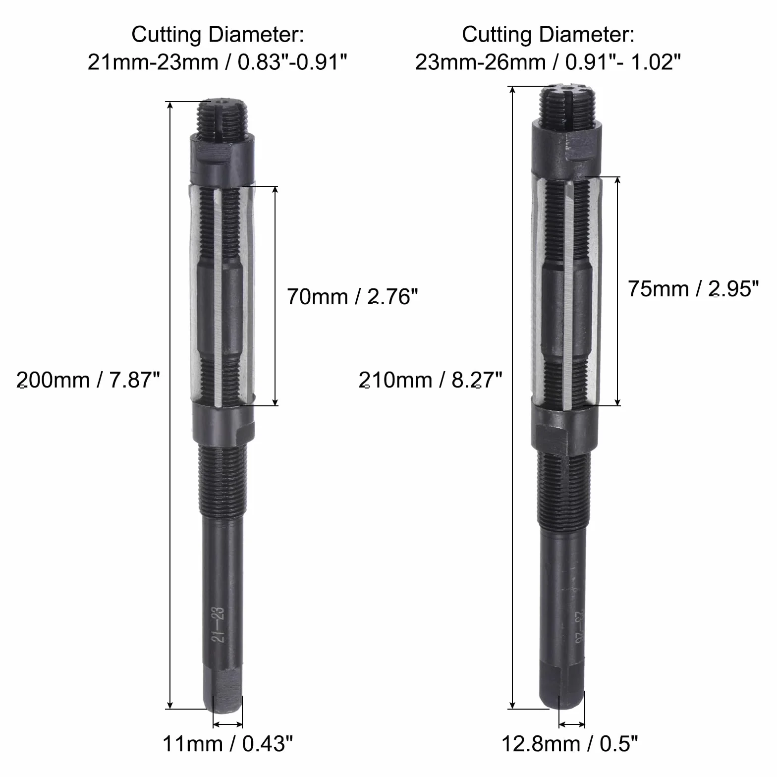 QUARKZMAN 2pz Alesatore Manuale Set 21mm-23mm 23-26mm Regolabile H8, Alesatori Metrici Punta Trapano per Alesatura Fori in Metallo Legno, 6 Flauti Dritti