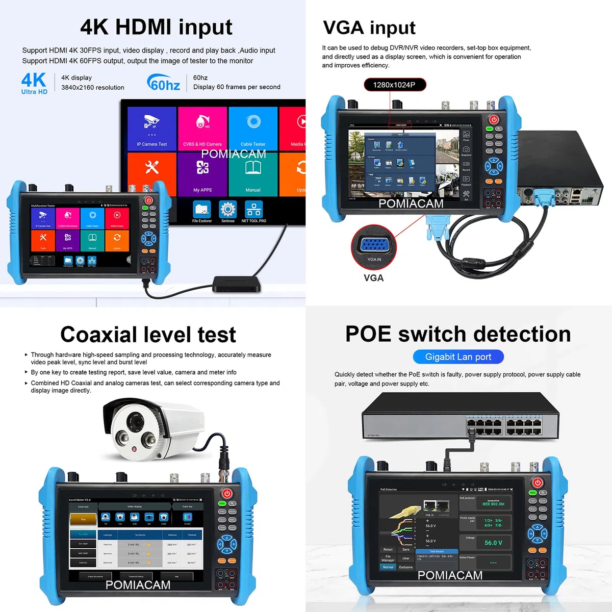 Strumento ditest per telecamera IP IPC-9800MOVTADHS Plus Tester analogico multifunzionale per telecamera IP Monitor touchscreen IPS da 7'' 8MP SDI TVI AHD CVI TDR OPM VFL Telecamera POE WIFI CCTV HDMI