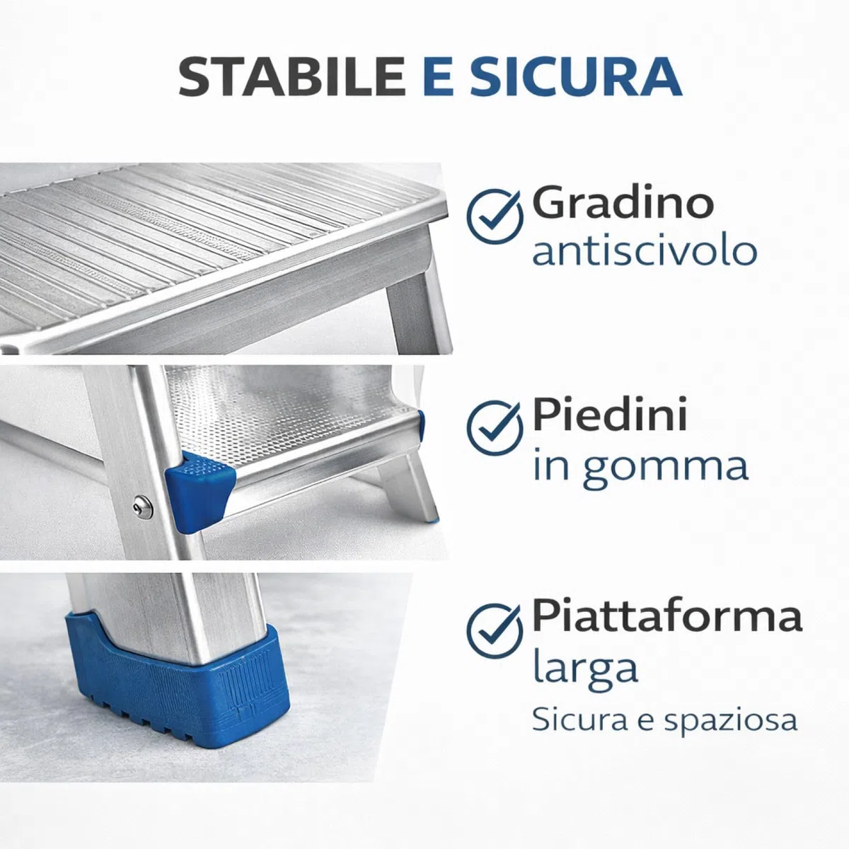 Leonardo Fai Da Te - scala pieghevole in alluminio 5+1 portata 150 kg EN 131 - scala antiscivolo in alluminio max - ideale per uso domestico e lavorativo