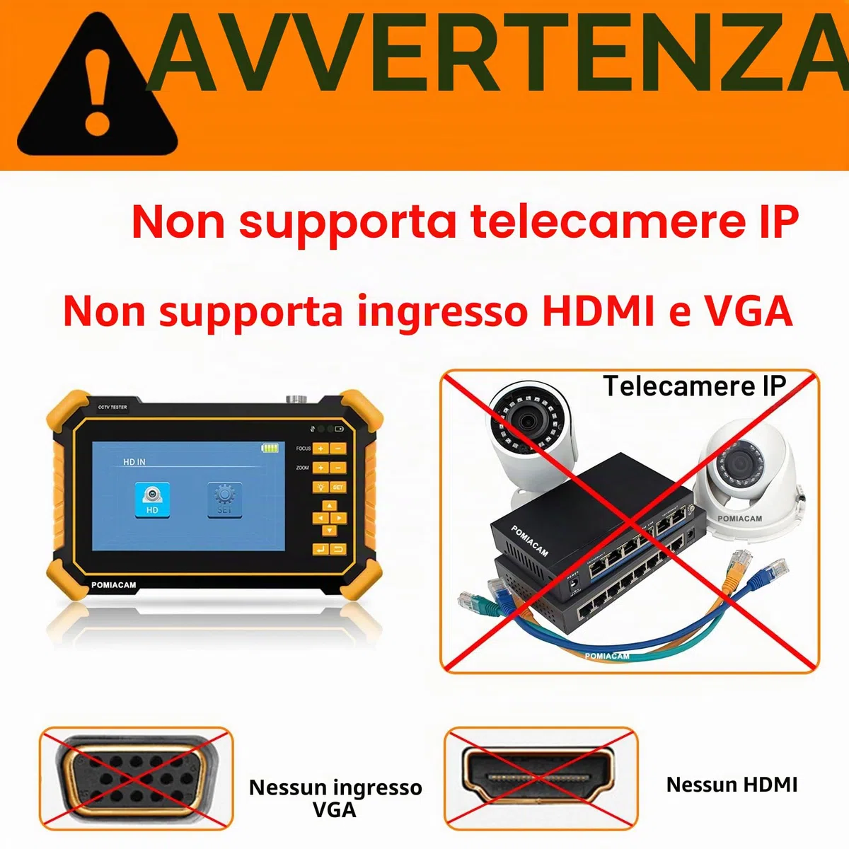 Monitor CCTV Tester HD-2900 4.3" TFT LCD 4K 8MP CVI, TVI, AHD, CVBS, video analogico, tester fotocassiale auto HD, batteria integrata 4000 mAh, potenza di uscita DC12V