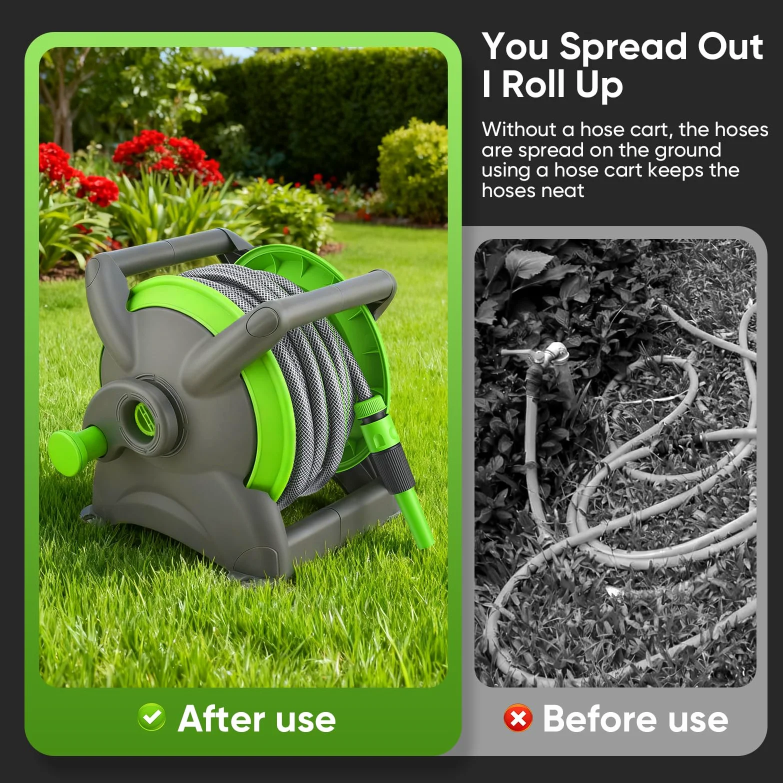 Avvolgitubo Automatico Retrattile 20m, Avvolgitubo da Giardino ad Aria Compressa, Fissaggio a Parete Girevole 180°, Canna Acqua Giardino per Irrigazione Giardino Orto e Pulizia Domestica