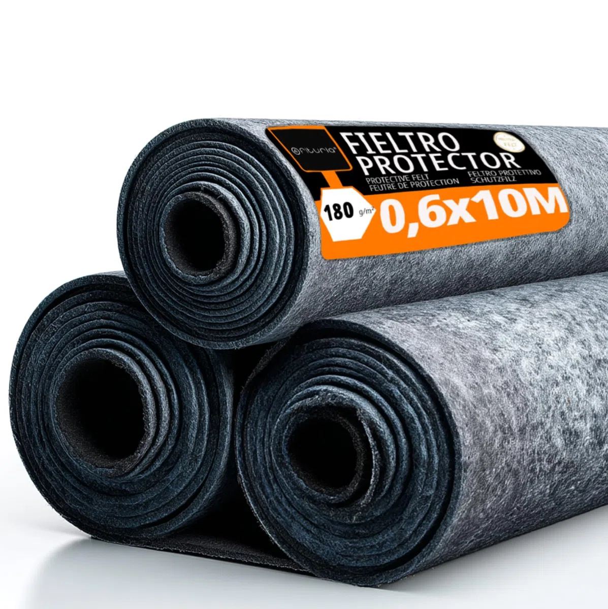 OFITURIA Feltro protettivo per pavimenti 60 cm x 10 m, 180 g/m², confezione da 3 pz, ideale per proteggere i pavimenti durante pittura e lavori (60cmx10m, 3 pz)