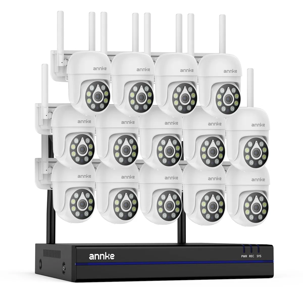 ANNKE Set di telecamere di sorveglianza da 5 MP, per esterni, Wi-Fi, 16 CH 4 K NVR con 14 telecamere PT, visione notturna a colori, audio bidirezionale, riconoscimento intelligente delle persone