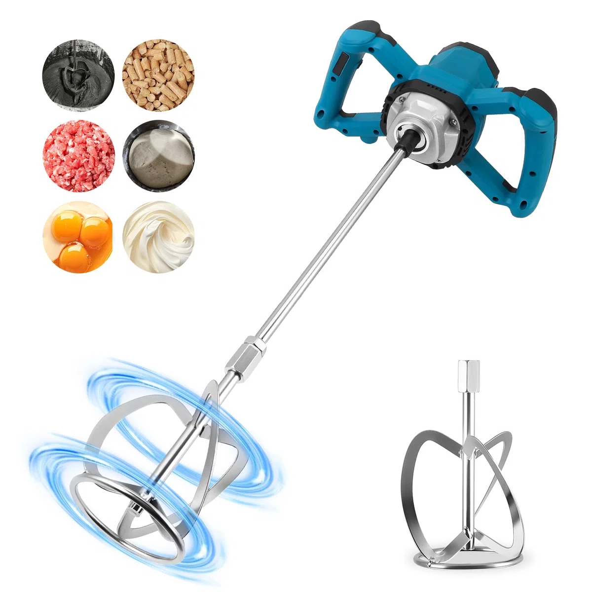 Miscelatore elettrico 2400 W, miscelatore manuale a 6 velocità regolabili, agitatore elettrico per cemento, intonaco, malta, vernice e colla