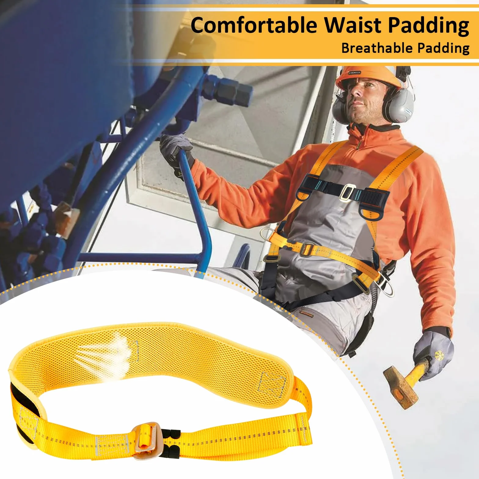 Imbracatura di sicurezza anticaduta con doppia fune e ganci, imbracatura corpo intero regolabile per uomo, edilizia, arrampicata, tetti, lavori esterni, carico max 100 kg, conforme EN 361/354/355