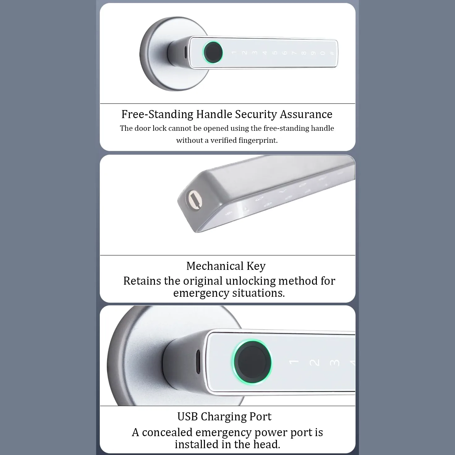 Maniglia Della Porta Con Impronta Digitale,Serratura Elettronica Con Tastiera a Sfioramento,Serratura Intelligente Con Tastiera Touch e Funzioni Smart,Per Porta d'Ingresso, Casa, Ufficio, Appartamento