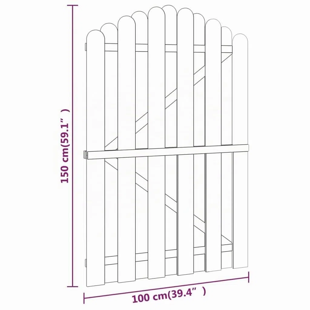 vidaXL Cancello per Steccato 100x150 cm ad Arco, per Recinzione Giardino Esterni, in Legno Impregnato, per Recinto