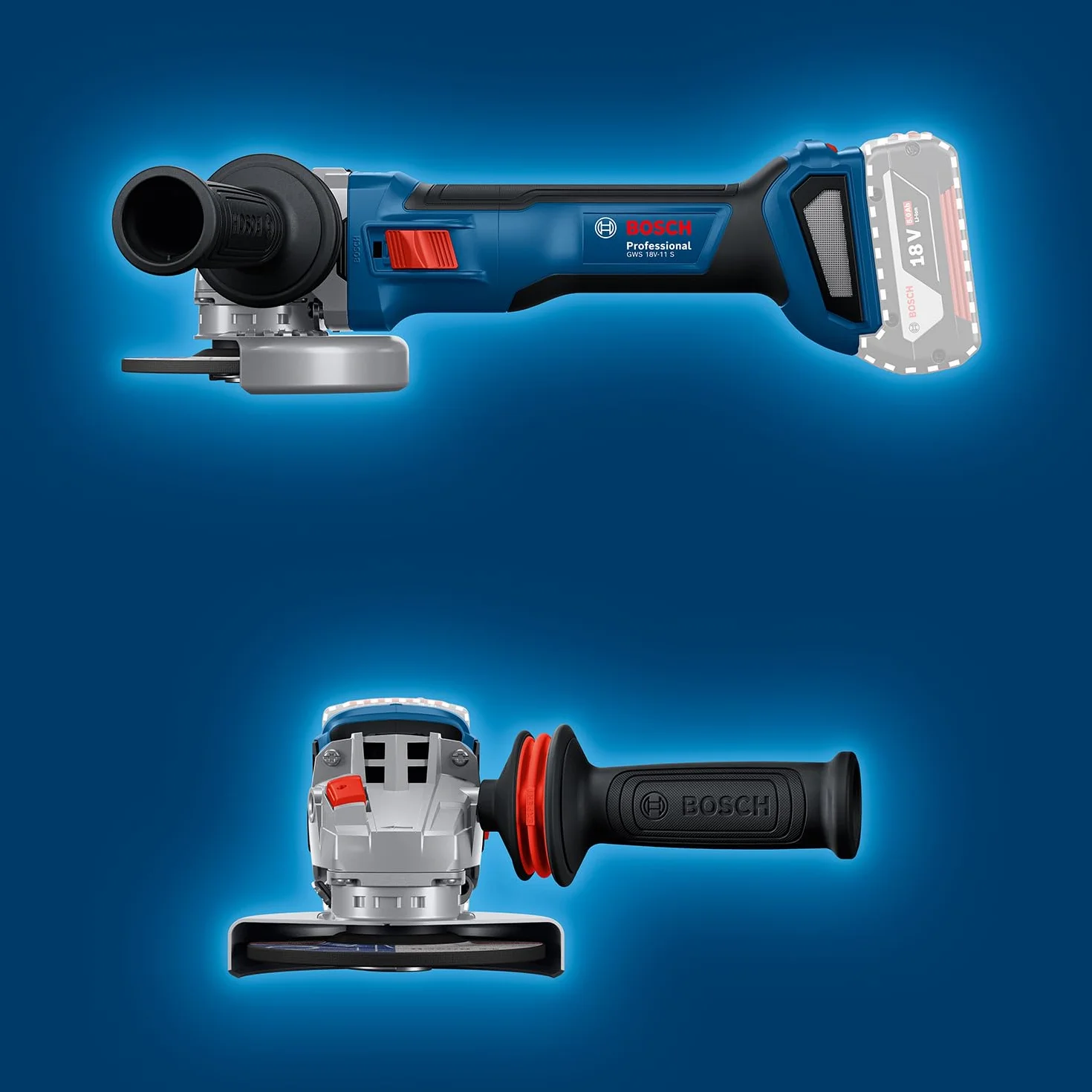 Bosch Professional 18V System Smerigliatrice angolare a batteria GWS 18V-11 S (diametro disco 125 mm, senza batteria/caricabatteria)