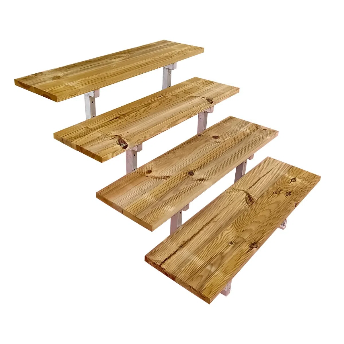 Scala in legno con limo in metallo in kit, 2-5 gradini, gradini in legno Autoclave (4 gradini, 60 cm)