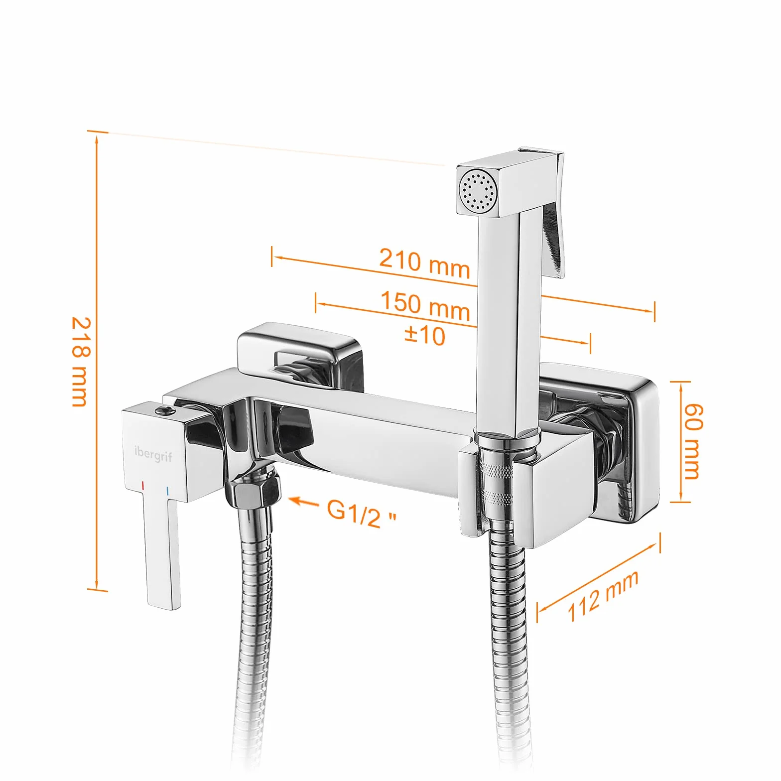 Ibergrif - Kit Doccetta Esterno per WC e Bidet, Acqua Calda e Fredda,