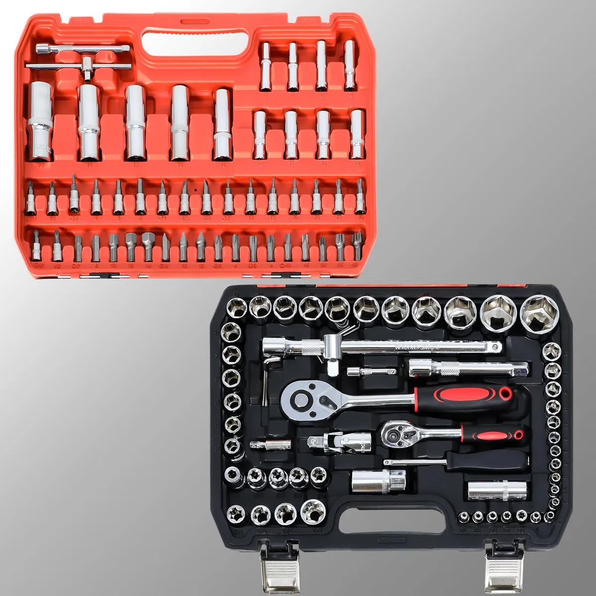 ISE 108 Pezzi Cassetta Attrezzi Completa, Set Attrezzi da Lavoro Include Cacciaviti, Accessori, Chiavi a Bussola e Chiavi a Cricchetto, Ideale per Fai da Te e Uso Domestico
