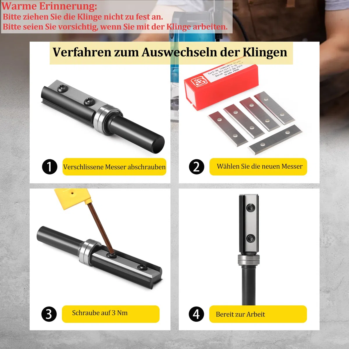 4 taglienti di taglio reversibile, lama intercambiabile, in metallo duro, spessore 1,5 mm, 10 lame di ricambio, 12 x 50 x 1,5 mm, per piastre reversibili, frese a filo (come ricambio)