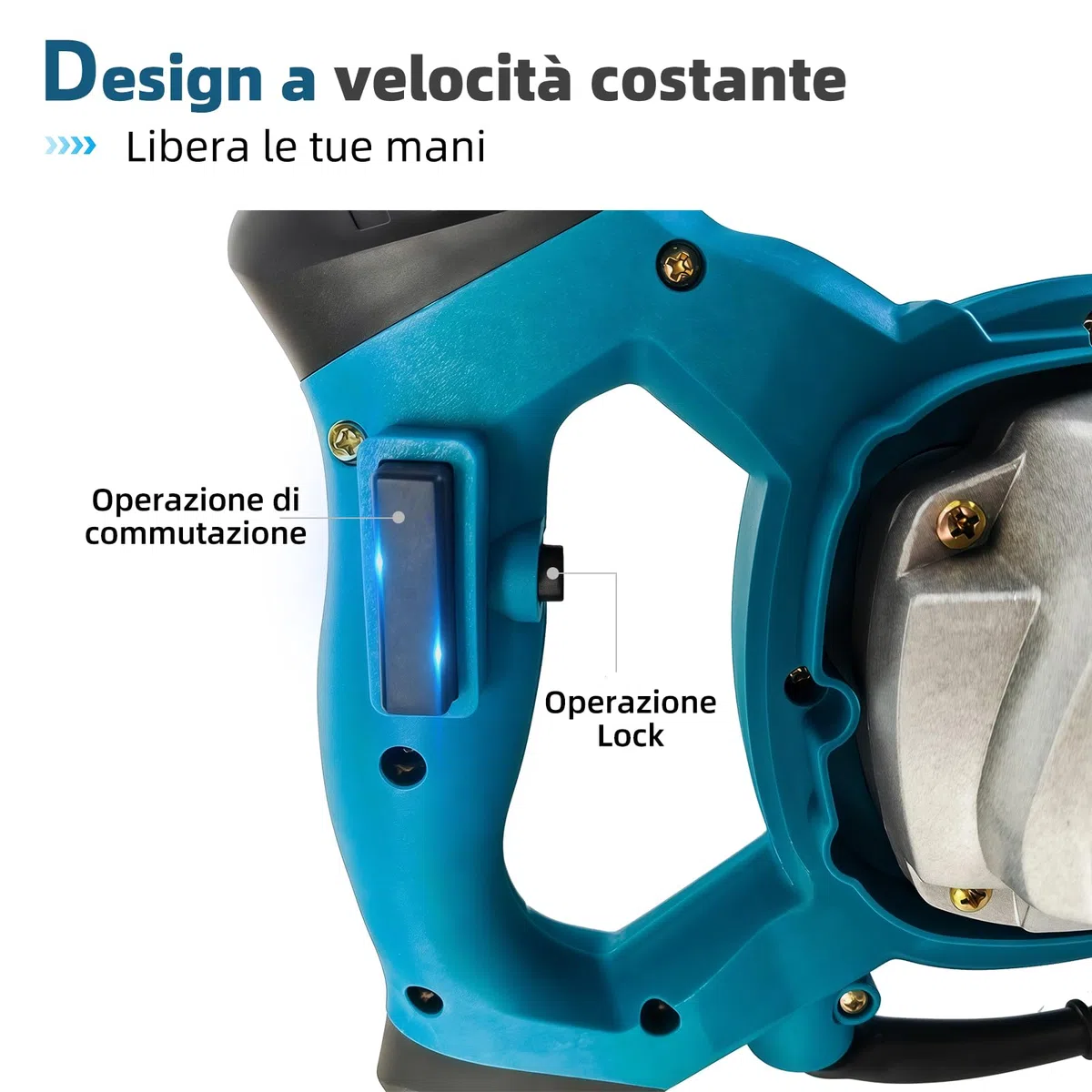 VKE Miscelatore Per Malta, Miscelatore Malta da 2400 W a 6 Velocità, Impastatore Edile Per Calcestruzzo Con Pulsante di Velocità Fissa, Betoniera Piccola Con Borsa Per Riporla, Miscelatore Cemento