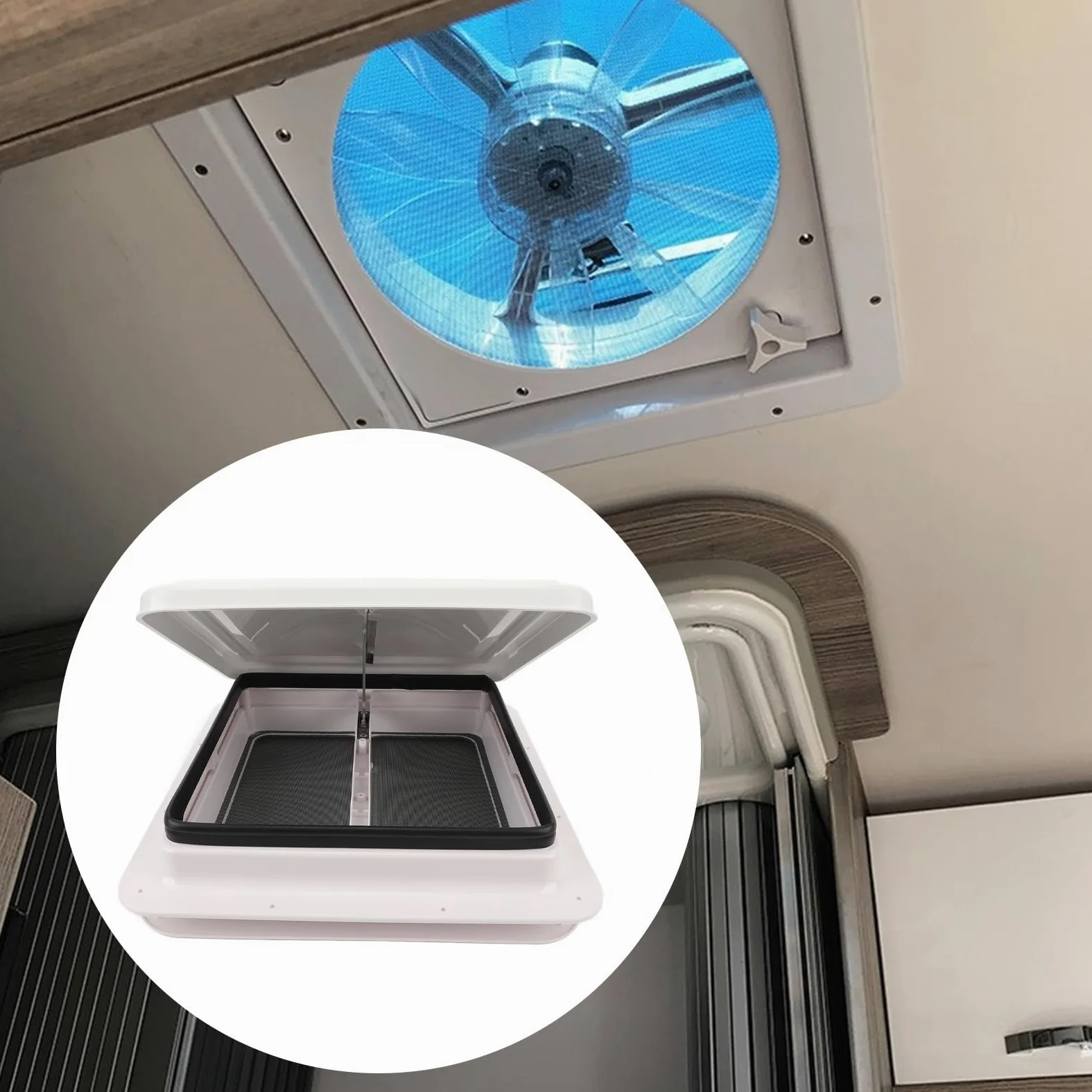 Fockety Presa d'Aria Tetto per Non Elettrica 14, Copertura Universale Tetto per con Coperchio Bianco, Lucernario Manuale con Botola di Ventilazione Tetto(Bianco)