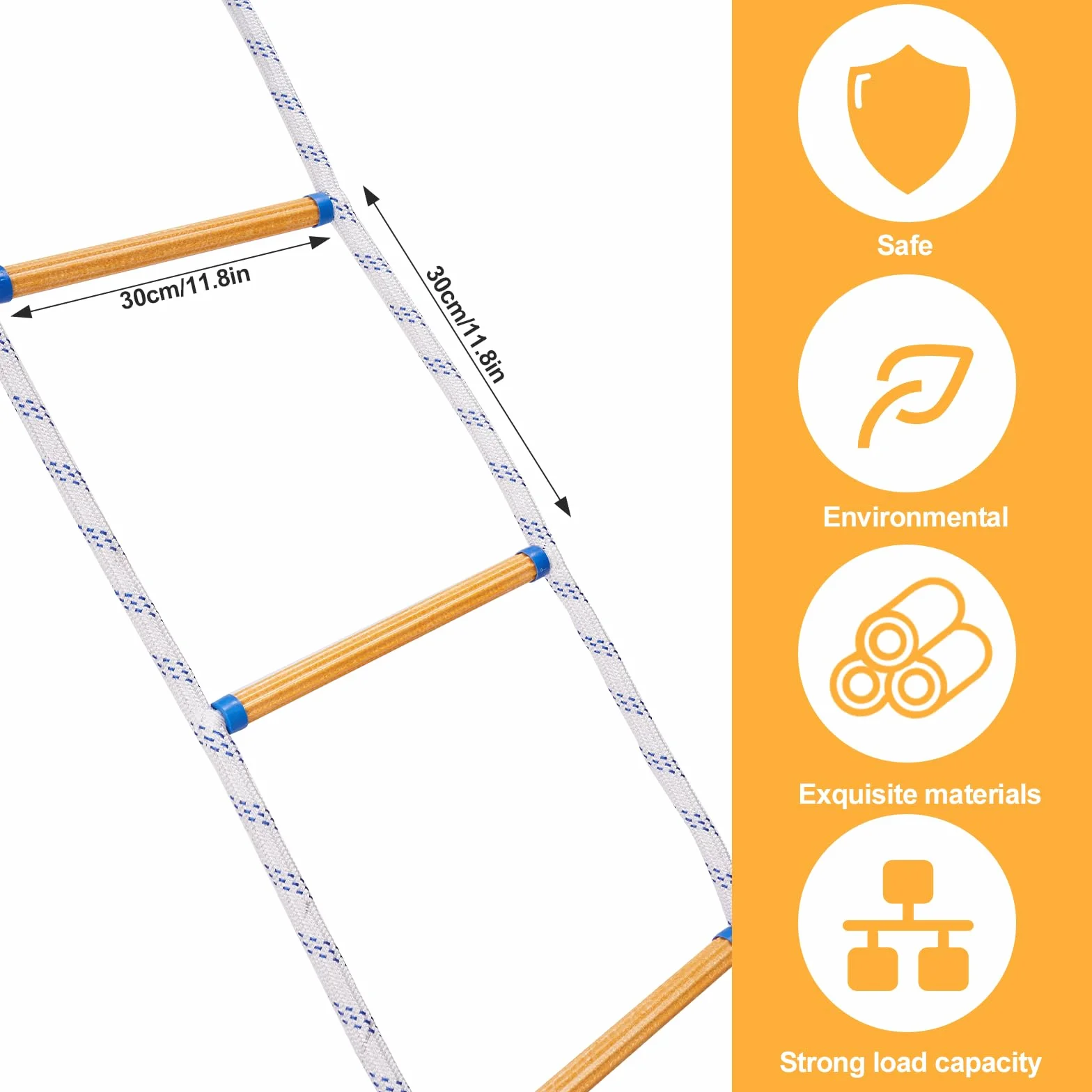Scala Di Corda Ignifuga Da 5 m Con Moschettone, Sicurezza Di Emergenza, Portatile, Arrampicata, Resistente Allo Strappo Per Fi