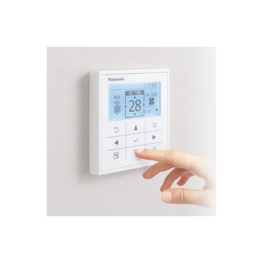 Panasonic Comando a Filo CZ-RTC5B con Funzionalità Econavi, Pannello di Controllo Remoto Touch per Climatizzatori PACi VRF con Display Retroilluminato e Timer