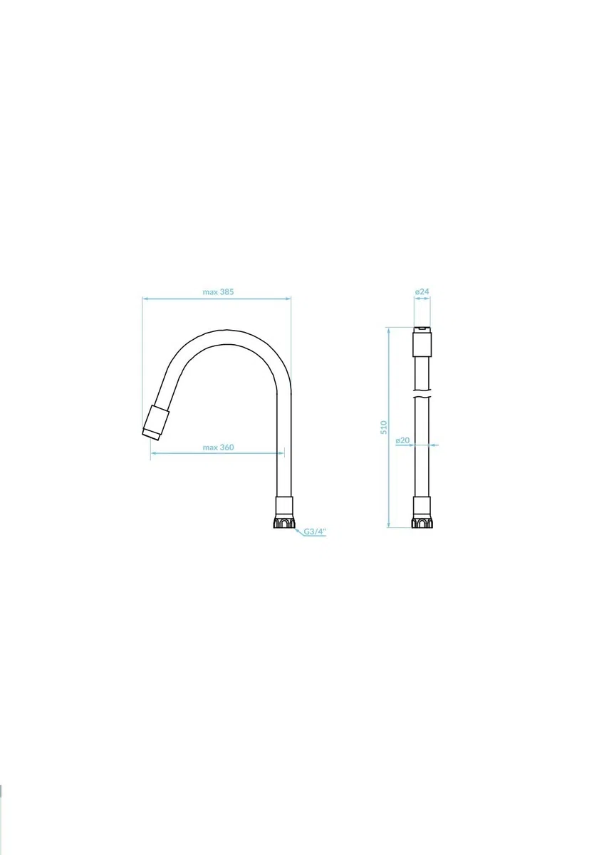 ADGO Elza - Beccuccio flessibile, lunghezza massima 360 mm, altezza 510 mm, beccuccio mobile per rubinetto da cucina per montaggio in piedi, materiale: silicone, acciaio, facile da pulire (nero)