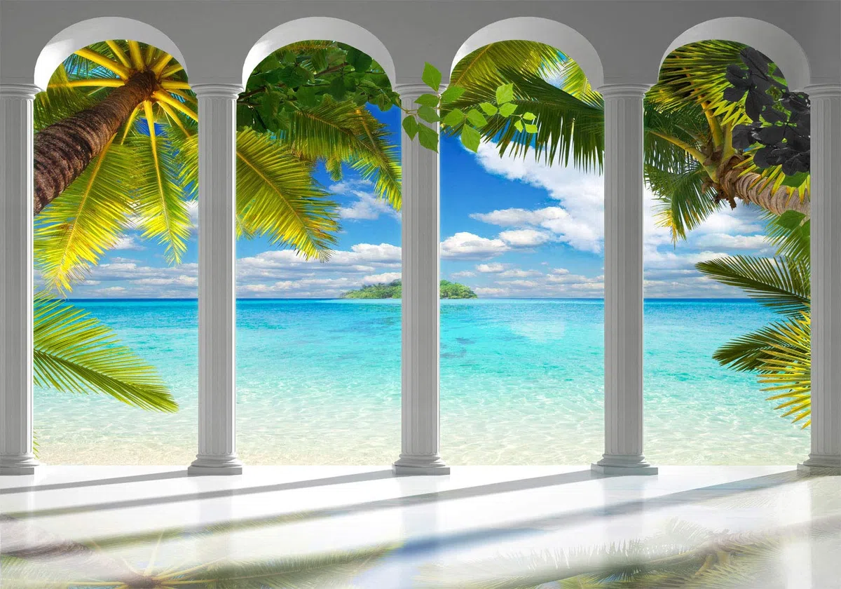 murando - Carta da parati Adesiva Mare Oceano 343x256 cm Fotomurali Adesivi Murali Rivestimento Parete Moderna per Pareti Adesiva Muro Decorativo Fotomurale Soggiorno -tropicale
