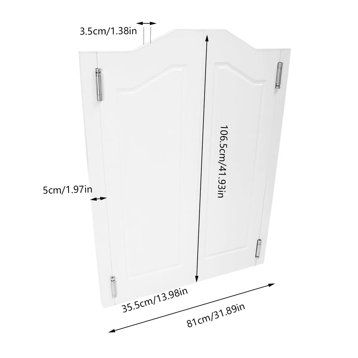 Porta basculante per salone, divisoria automatica, in legno, doppia porta, stile retrò, spessore 3,5 cm, per corridoio, cucina, bar, pub (bianco, 110 x 45 cm)