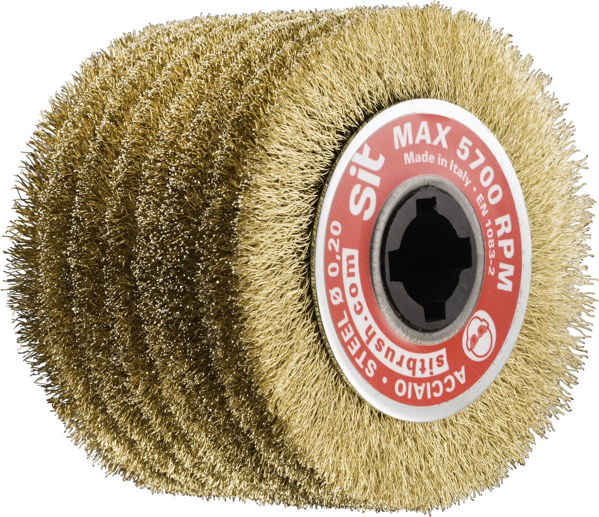 Sit Tecnospazzole 1362 Spazzola per Levigatrice a Filo Ondulato in Acciaio Ottonato-RSF 100mm-FLEX-Ø: 100mm, Fascia spazzolante 100 mm